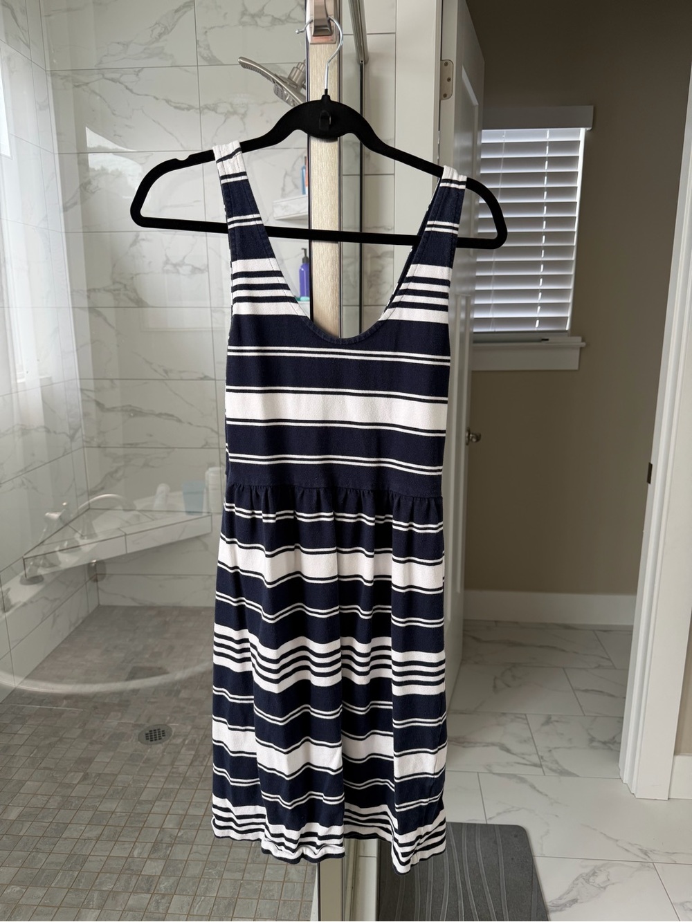 J. Crew Navy and White Striped Sleeveless Dress